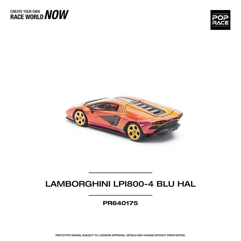 POP RACE 1:64 Countach LPI800-4 Blu Hal Orange Rainbow Diecast Diorama Model Samochodu Zabawka