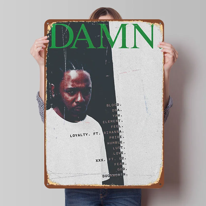 Kendrick Lamar Metal Poster Customized Wall Art Retro Vintage Tinplate Signs for Man Cave Bedroom Decoration Gaming Home Deco