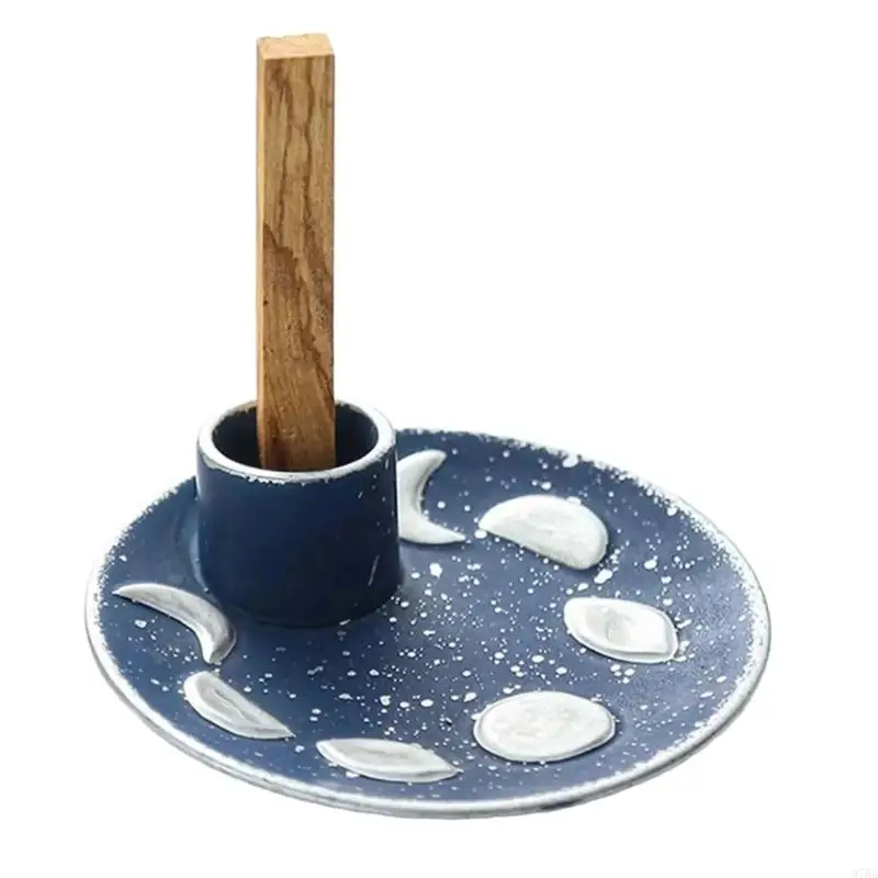 

97BA Decorative Ceramics Censers Multipurpose Incenses Santo Holder with Ashes Tray for Sages Bundle Ritual