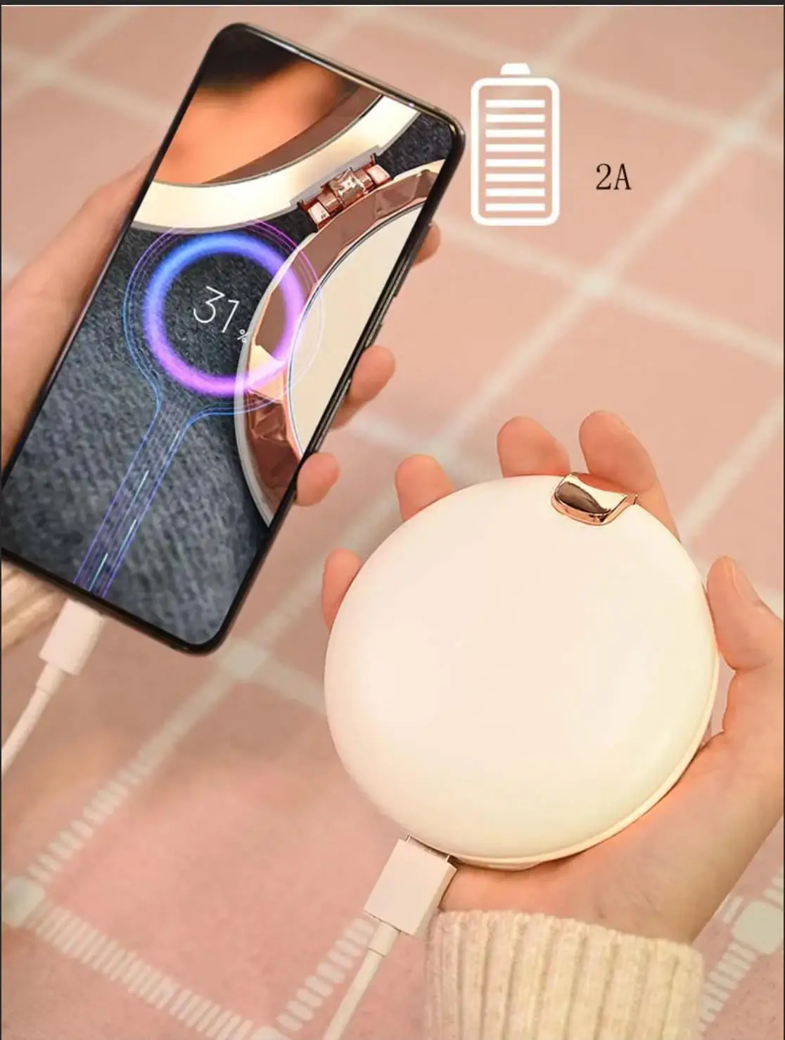 المحمولة التجميل LED مرآة ماكياج ضوء جهاز تدفئة محمول قابلة للشحن قوة البنك 3X المكبرة المكياج للطي مصباح مرآة التجميل