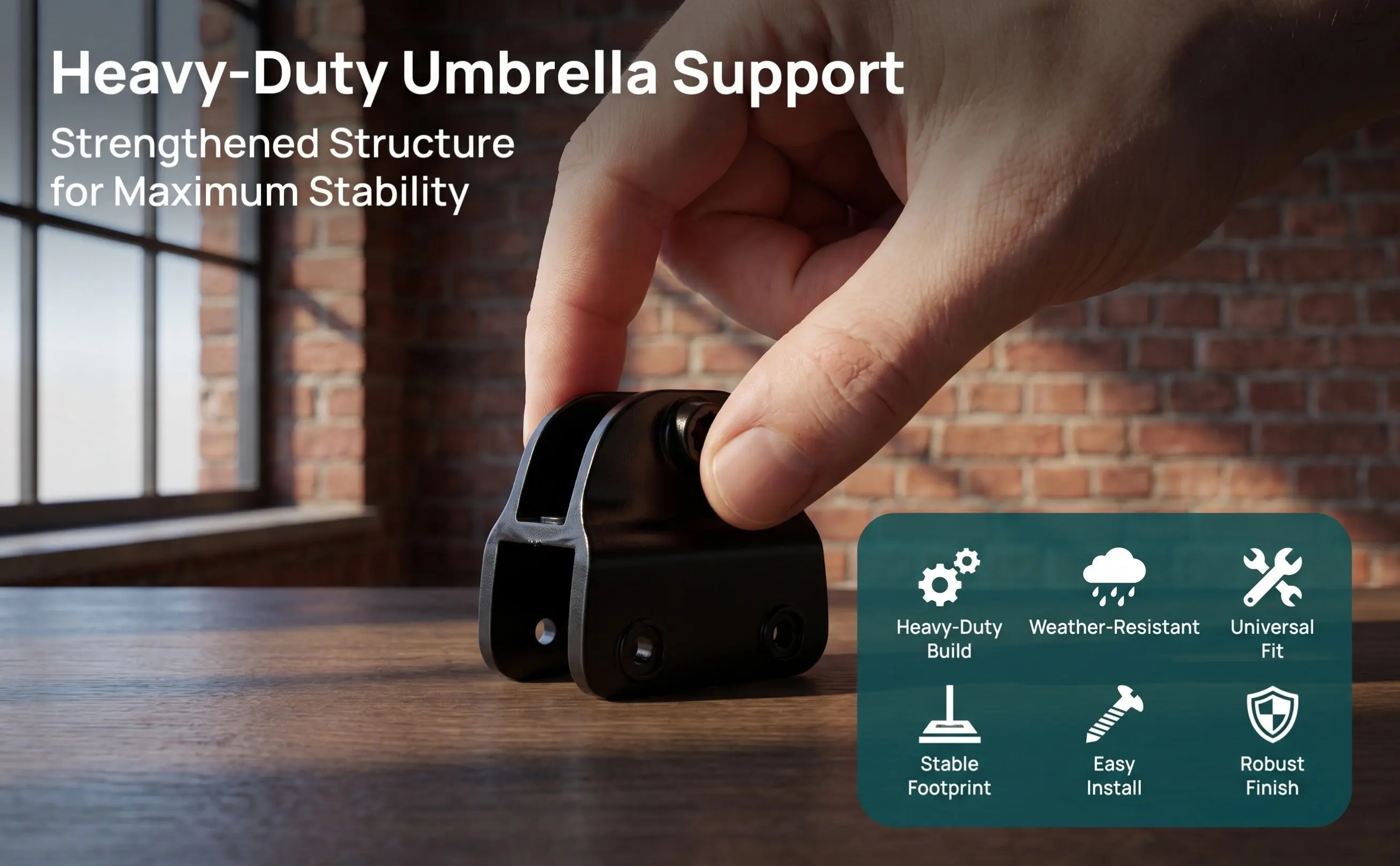 Lawn Umbrella Frame Connector Wide Heavy Duty Black Plastic Outdoor Cantilever Umbrella Stand Replacement Patio Garden Backyard