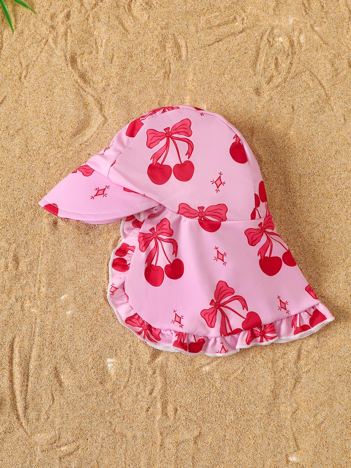 Baby Girl Summer Cherry Print Long Sleeve Onesie Swimsuit with Hat Infant Swimwear Protection And Style in One Piece - view 6