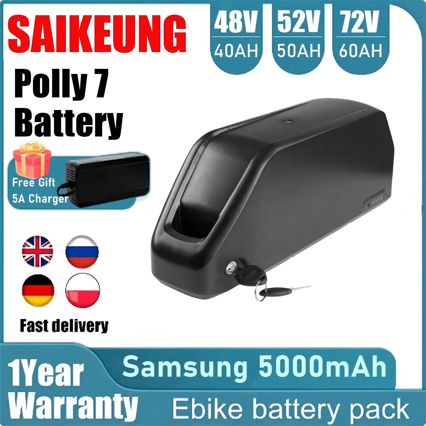 Ebike Batterij 36v 48 60v 52v Hailong Polly DP-7 72v 20ah 25ah 30 40Ah 50 60ah 21700 Downtube Bafang 2000W 1500W 750W  Batterie