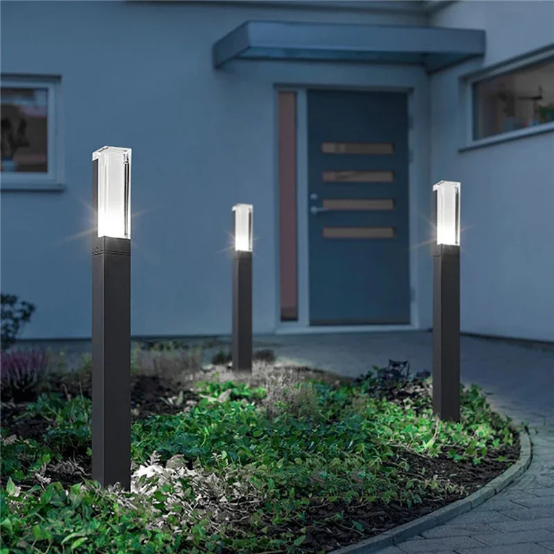 27/40cm 7W Square Aluminum Pillar Path Aisle Waterproof Lawn Lamps Garden Street Patio Ground Landscape LED Lighting Home Decor