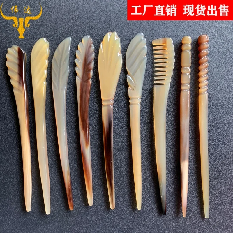 

Horn Hairpin White Buffalo Horn Hairpin Kinds of Flower Accessories Horn Headdress Flower Horn Comb Factory Wholesale