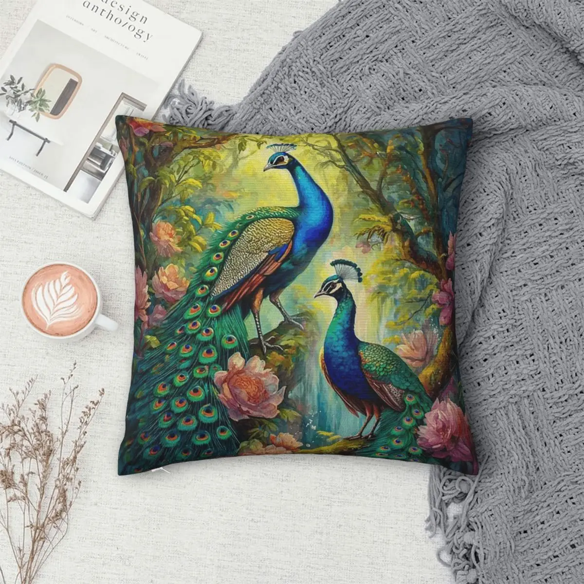 

Квадратная наволочка с принтом мандалы и павлина, декоративная наволочка для подушки, комфортная декоративная подушка для дома и дивана