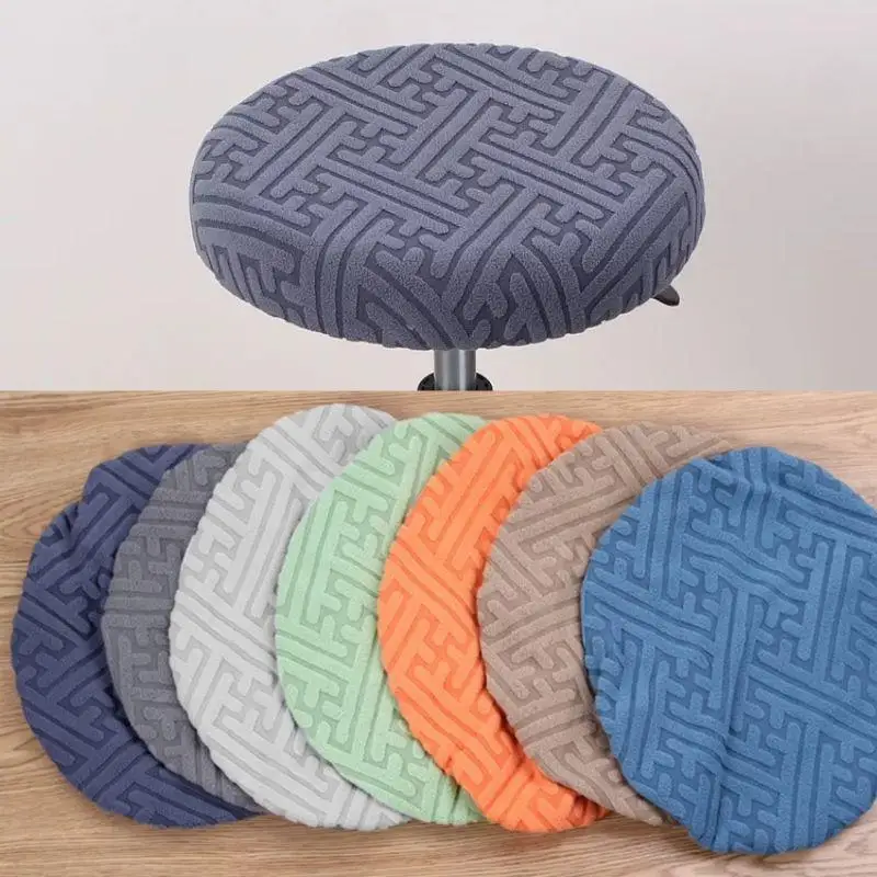 

1PC Swivel Chair Cover Dustproof Round Stool Cover Elastic Wear-resistant Chair Cover Slipcover Warm Bar Seat Case Home Textile