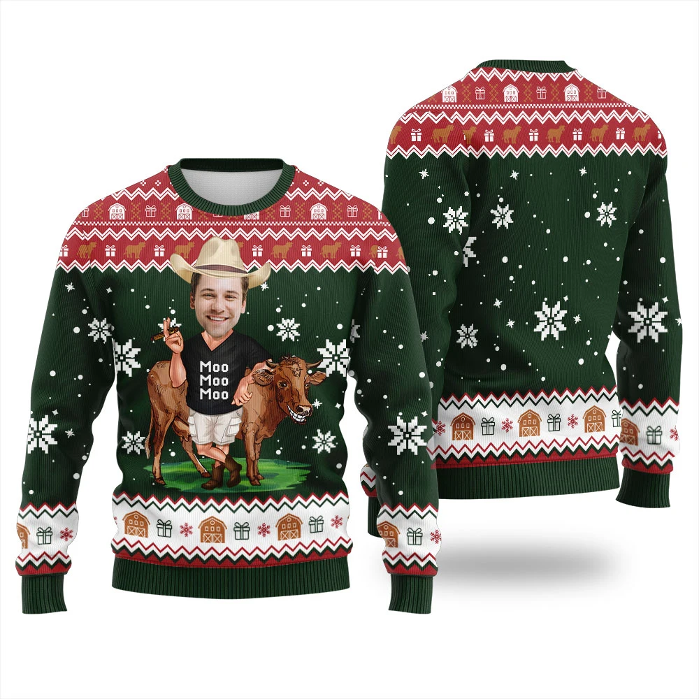 كاوبوي على غرار الشكل مع البقرة و مو مو مو طباعة الشتاء عيد الميلاد القبيح هوديي المرأة بلوزة كاجوال Harajuku احتفالي الشارع الشهير