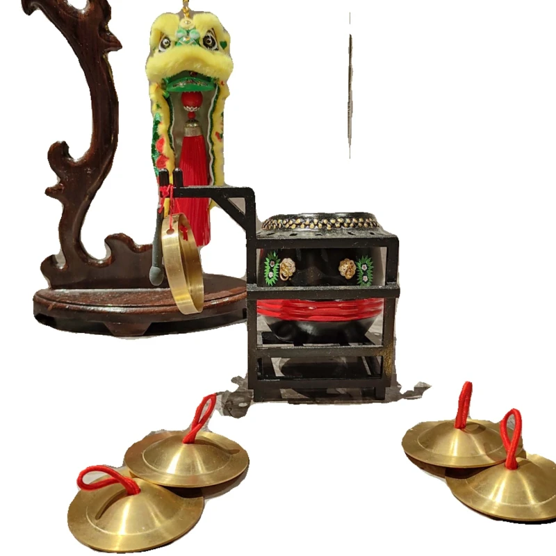 

Mini Awakening Lion Gong Drum Cymbal Lion Dance Performance Micro Prop Handicraft Cultural and Creative Small Decoration