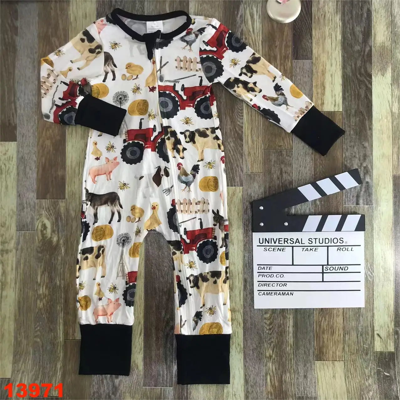 Long Sleeve Baby Romper Bamboo Fiber Baby Boy Girl Clothes Newborn Zipper Jumpsuit Farm Animal Toddler Full Printed Bodysuits