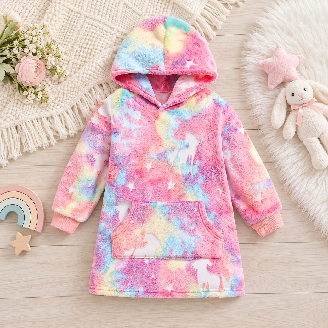 Winter Flannel Kids Bathrobe Night Robe Unisex Boys Girls Pajamas Sleepwear Toddler Clothes for Ages 4-7