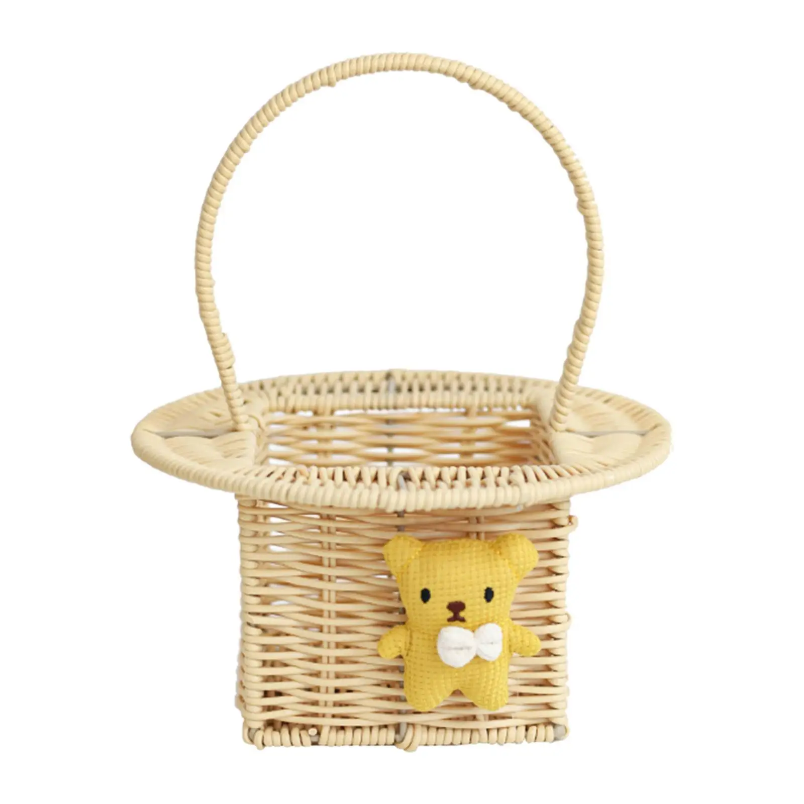 

Ручная плетеная корзина, контейнер для хранения, многофункциональный ручной органайзер, корзина для цветов с ручкой для цветочной девушки на открытом воздухе