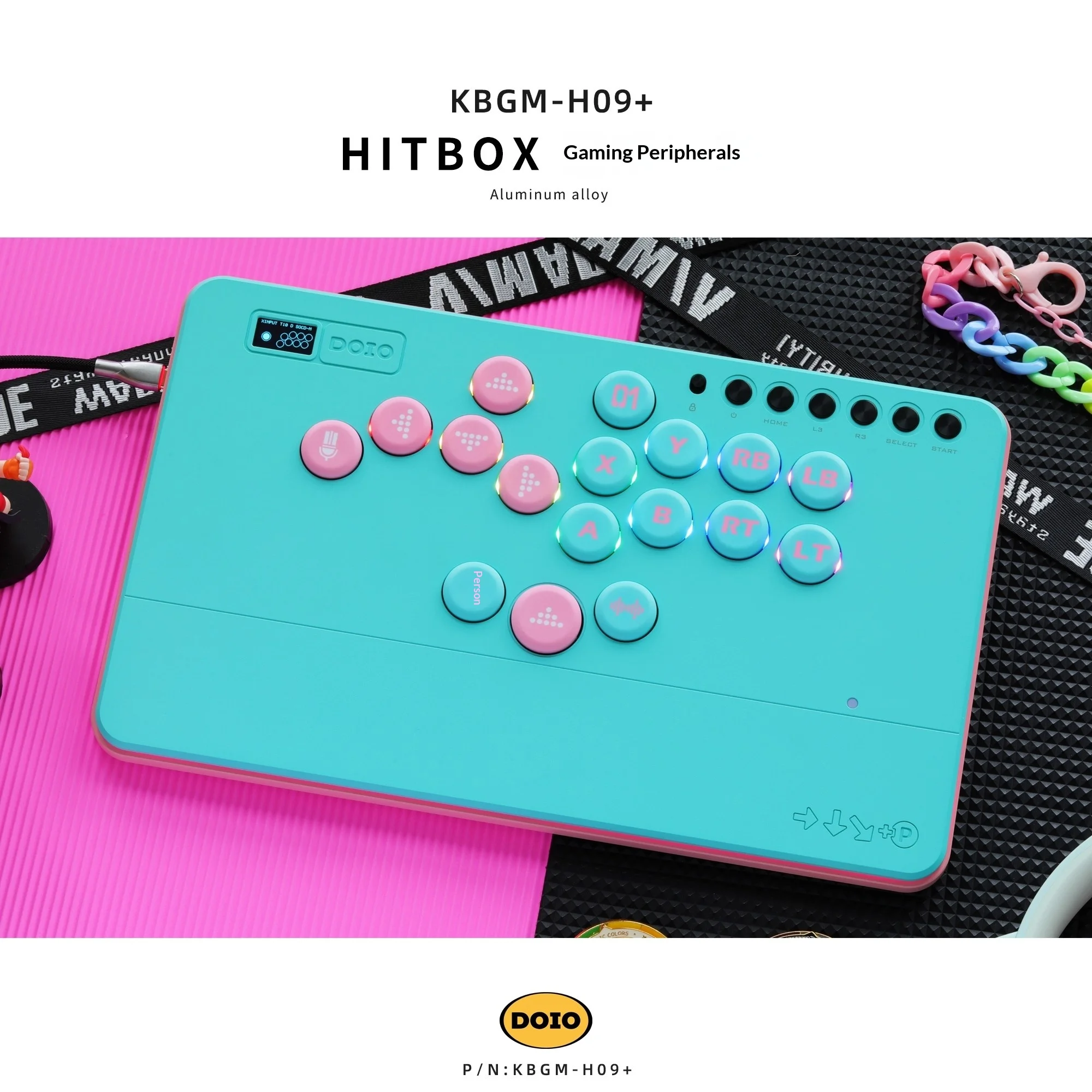 DOIO KBGM-H09 + Teclado Mecânico HITBOX Liga de Alumínio Teclado Gamer Rocker Arcade Fighting para PS5 Switch Steam NS2 Presentes