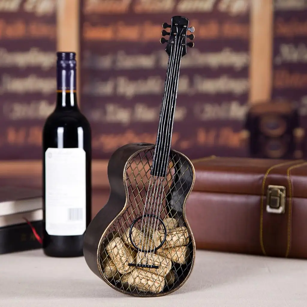 Handmade Guitar Bottle Stopper Holder Cork Container Desktop Collection