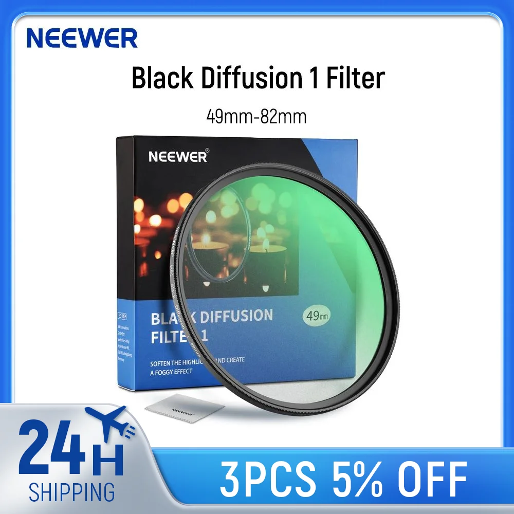 

NEEWER Black Diffusion 1 Filter Dreamy Cinematic Effect Camera Ultra Slim Filter with Water&Scratch Resistant HD Optical Glass