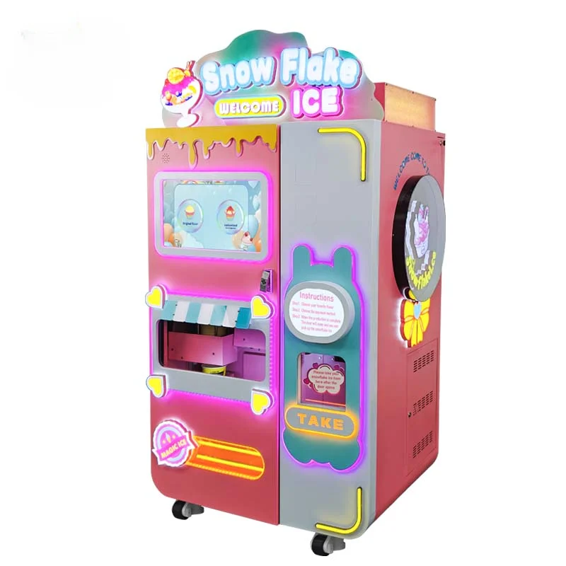 YG New Fully Automatic Snowflake Making Machine Shopping Snow Ice Cream Self-service Frozen Ice Cream Vending Machine for Sale