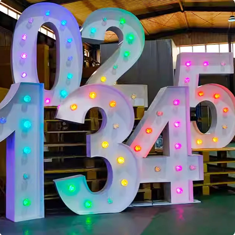 Customized Mini 3D Outdoor Acrylic LED Light Bulb Sign Luminous Character Sign for Building Shop Background Wall Advertising