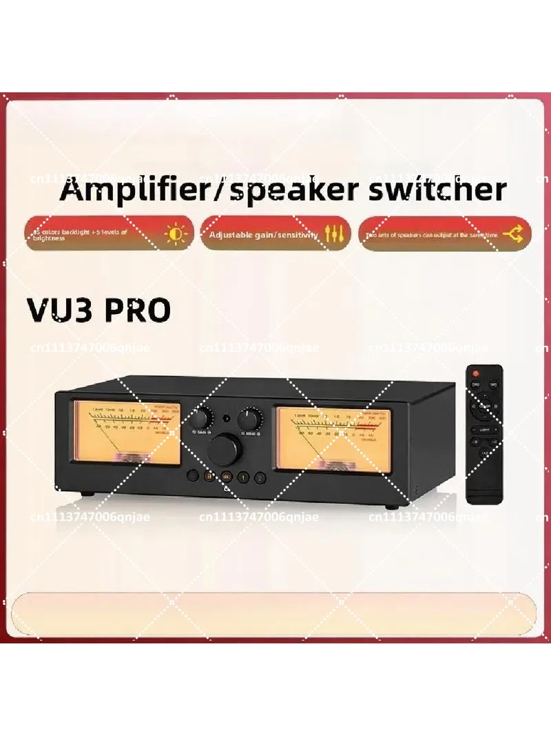2 In 2 Out Amplifier Speaker Switcher, VU3 PRO Audio Distributor with Dual VU Meters