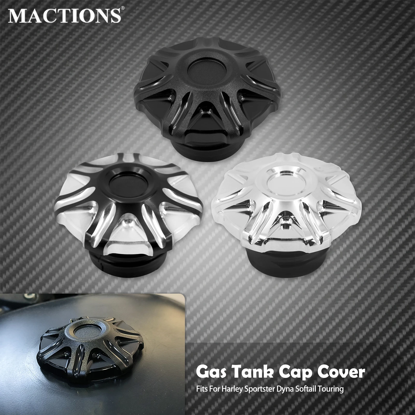 

Motorcycle Gas Tank Cap Cover Vented Fuel Oil Tank Cover For Harley Touring Road King Sportster XL 48 Dyna Softail Breakout FLFB