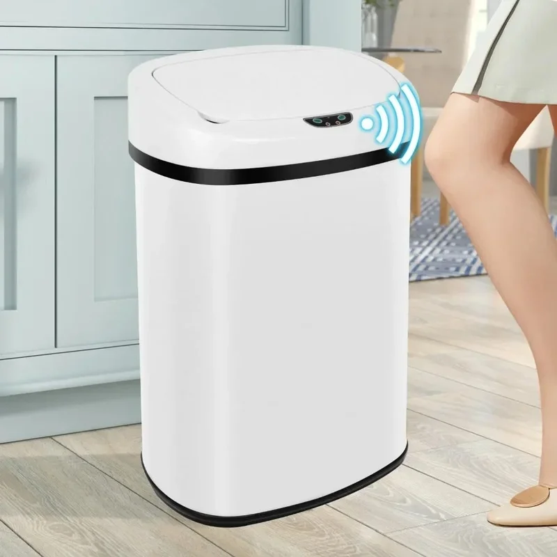 

50L Stainless Steel Touch-Free Motion Sensor Trash Can - 13 Gallon Automatic Kitchen Garbage Bin