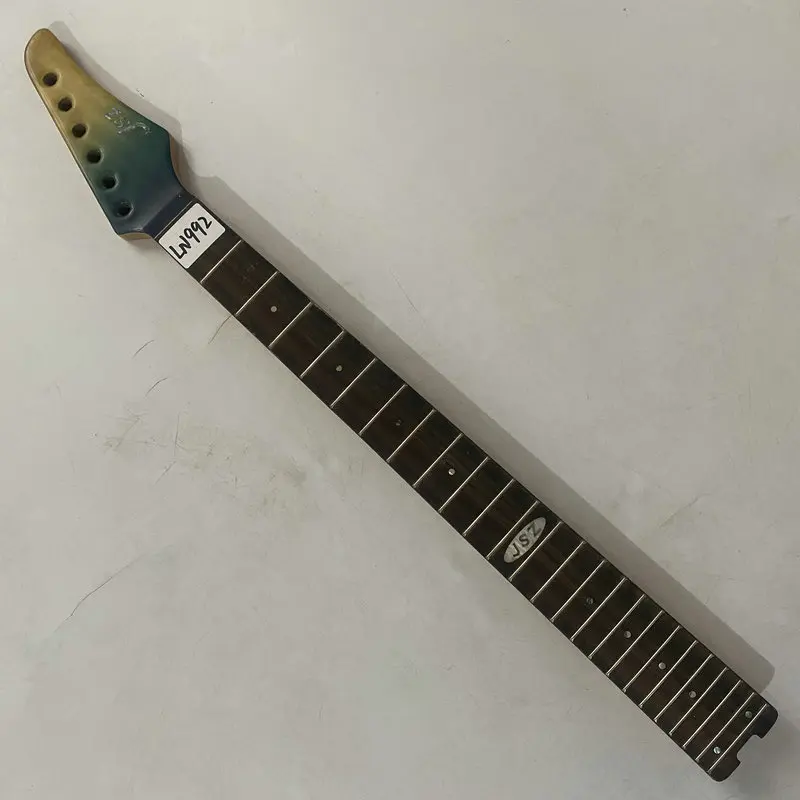 LN992 Blue Maple+Rosewood Trussrod From Neck Heel Electric Guitar Neck 24 Frets JSZ Original with Damages Unfinished for Replace