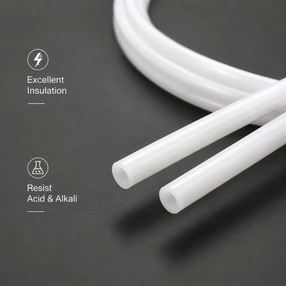 White PTFE Tubing ID 1/1.5/2/3/4/5/6/7/8/9/10/11/12/13/14mm High Temperature &Corrosion Resistant Insulated Material Tubing