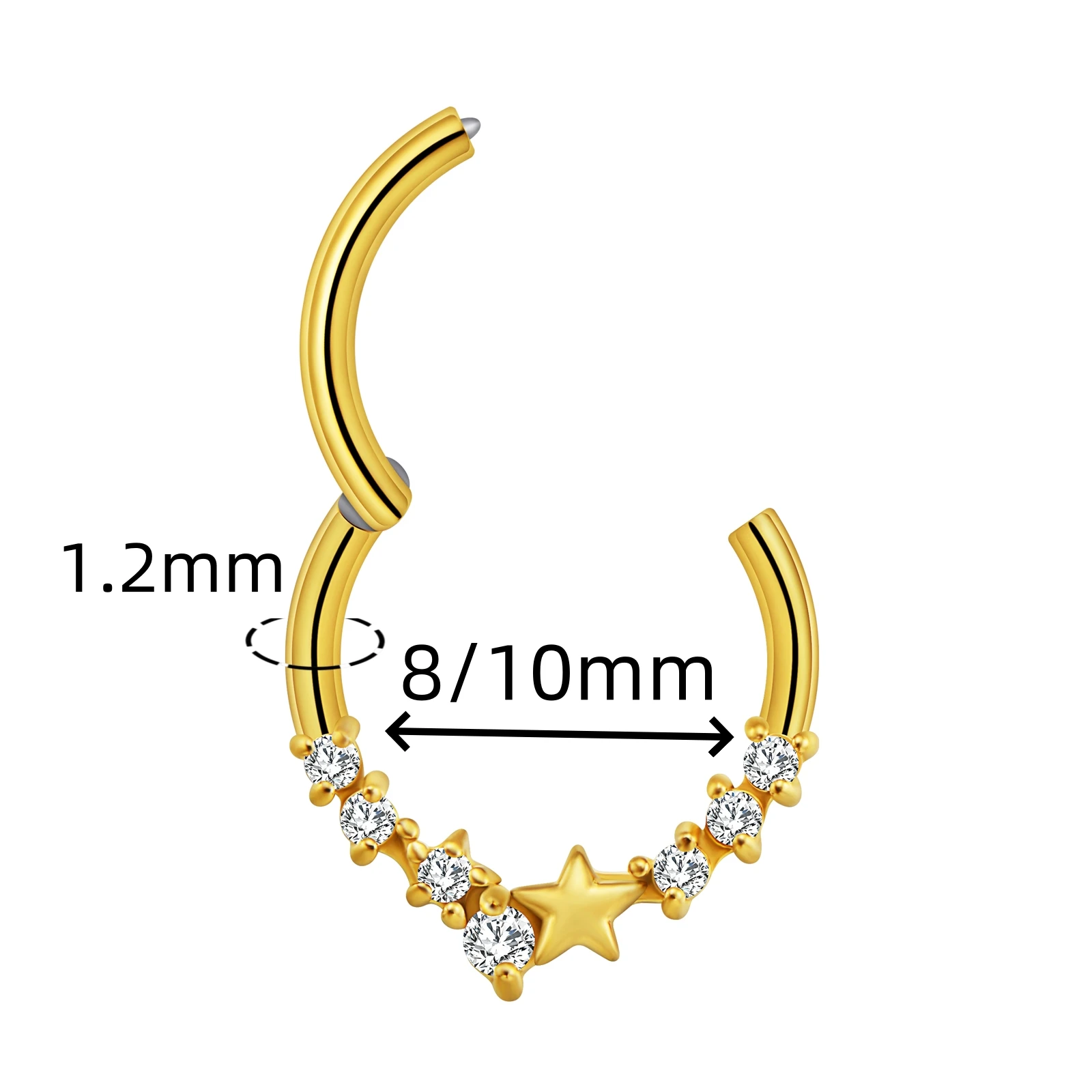 Stainless Steel Hinged Hoop Nose Rings with Butterfly Pattern