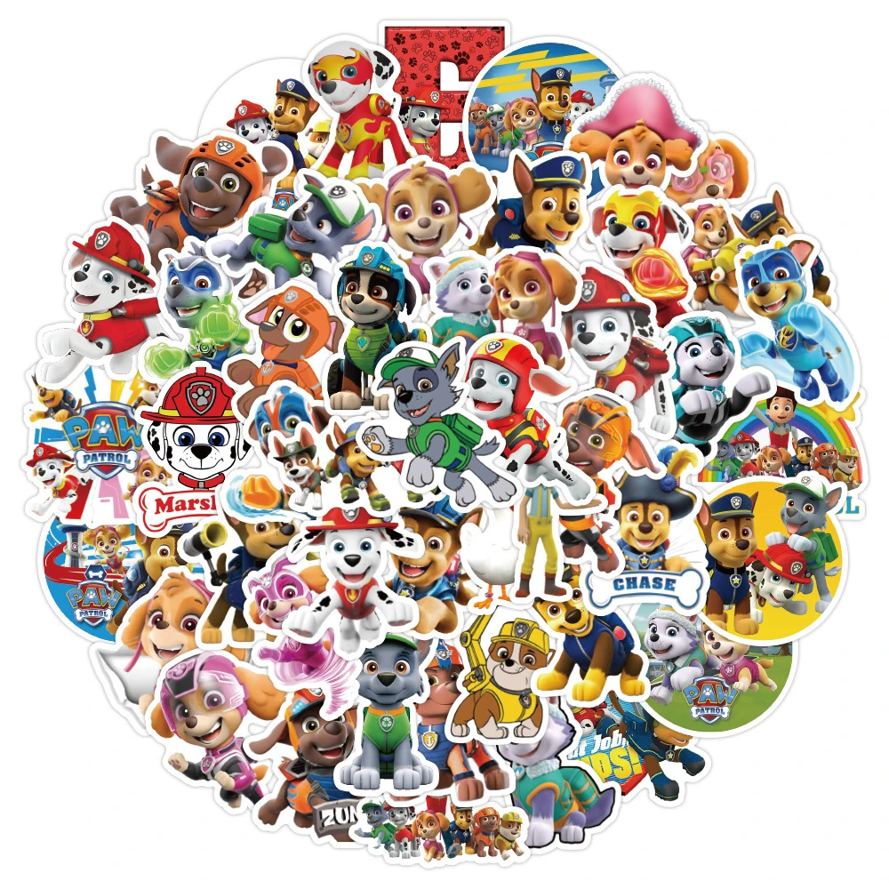 10/30/50PCS Cartoon PAW Patrol Waterproof Stickers Anime Decals DIY Laptop Phone Skateboard Luggage Decoration Sticker Kids Toys