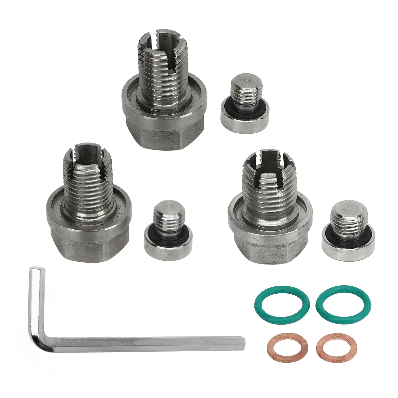 Oversize Piggyback Drain Plug Stainless Steel Oil Pan Thread Repair Kit With Hex Wrench O Ring Gasket