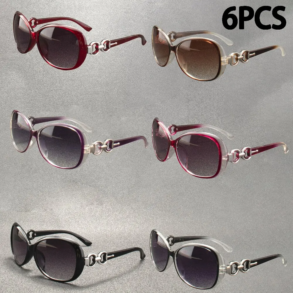 6PCS Fashion Square Sunglasses Women Luxury Brand Big Purple Sun Glasses Female Mirror Shades Ladies Oculos De Sol Feminino