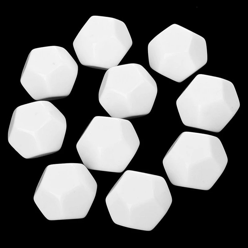 15 Pack 22MM Blank White Dice Set Acrylic Rounded D12 Dice Cubes For Game,Fun,DIY Sticker And Math Teaching