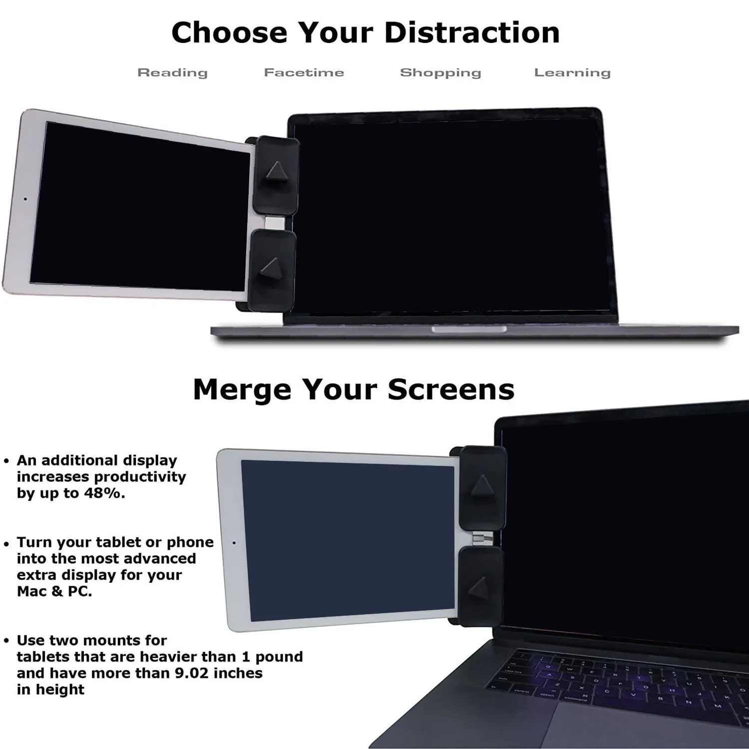 T88C トリプルモニターディスプレイクリップラップトップサイドマウントタブレット電話接続ブラケットホルダーマルチスクリーンサポート 3 個