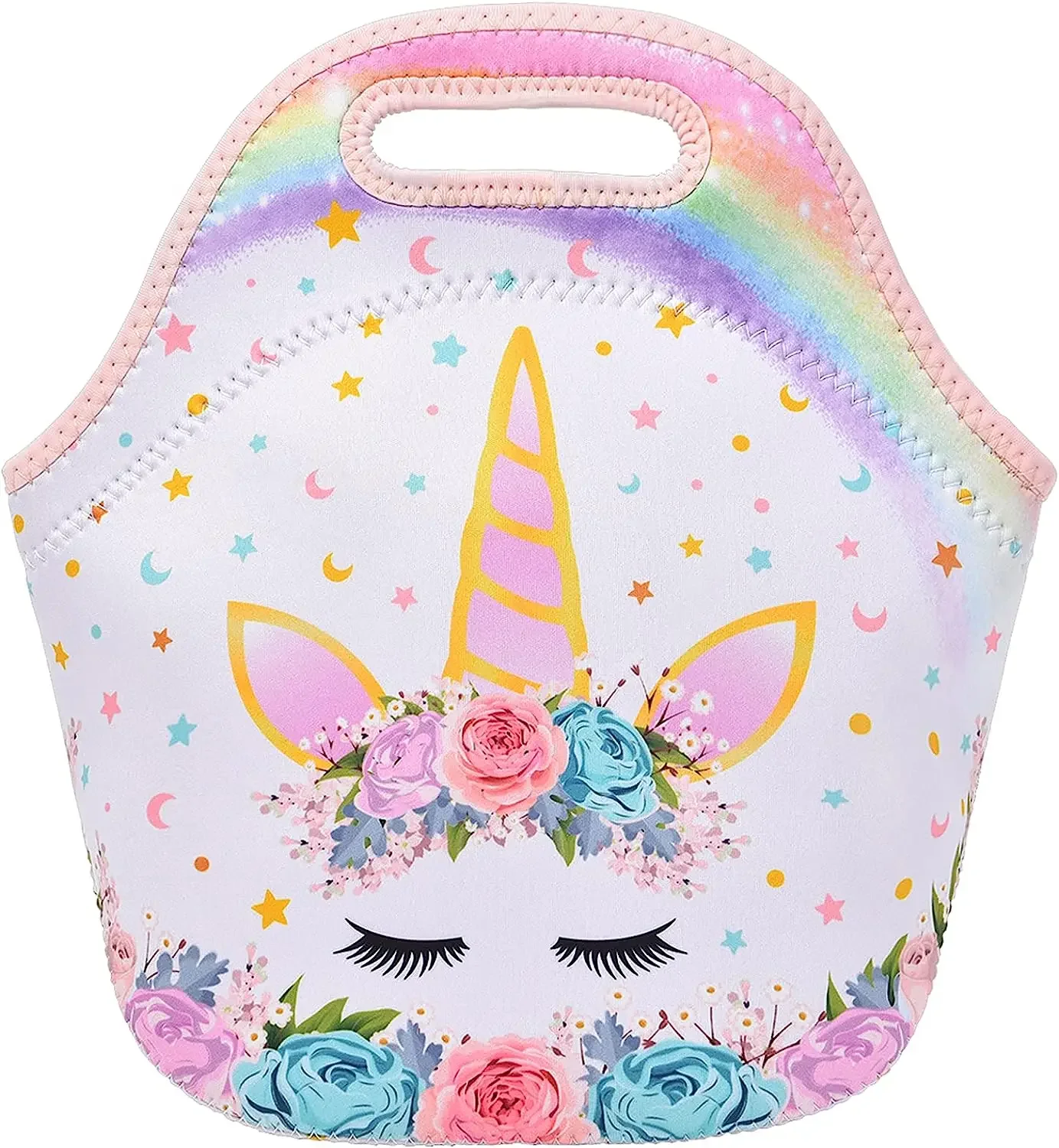 Unicorn Lunch Bag - Neoprene Insulated Lunch Box for Girls Kids Lunch Bag Pink School PicnicPreschool Lunch KindergartenLunchbag