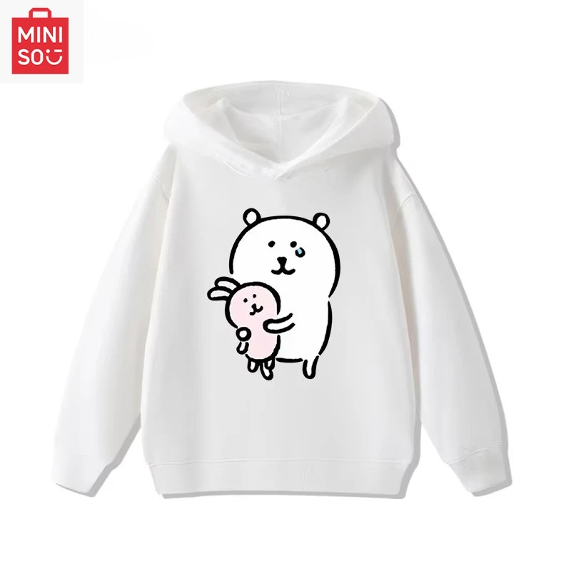 

Tucao's Little White Bear Anime Cartoon Printed Hooded Sweater Autumn and Winter Long Sleeve Loose Children's Pullover Top