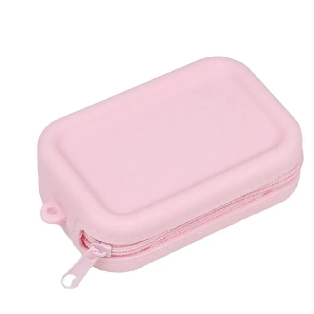 Silicone Organizer Cosmetic Bag Vintage Waterproof Smooth Zipper Earphone Bag Macaron Color Wallet Coin Purse Students