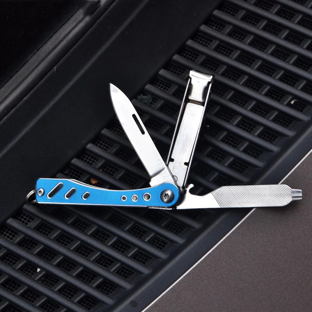 Multifunctional Folding Pocket Knife Portable EDC Stainless Steel Keychain Stationery Knife Outdoor Camping Multitool Cutter