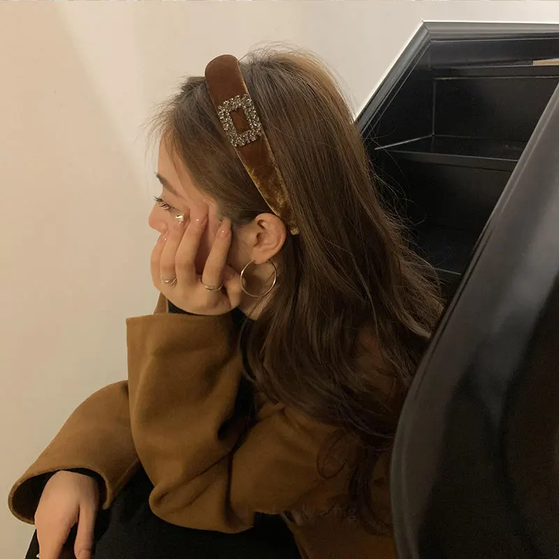 

Вельветовая винтажная повязка на голову с высокой короной, универсальная повязка для волос, модный женский аксессуар для волос