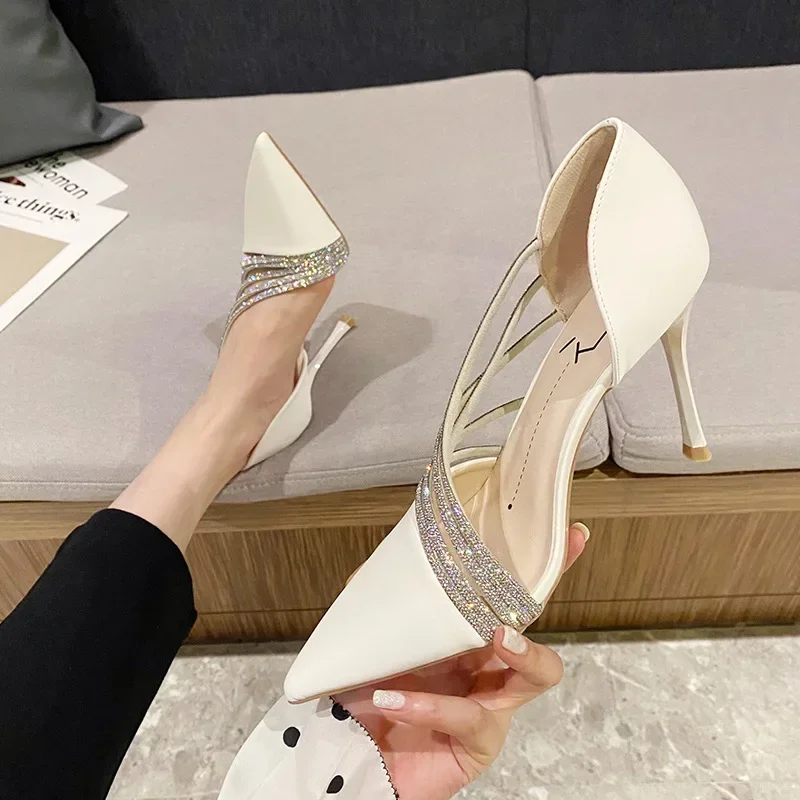 Pointed Toe Pumps Women Sexy Crystal Party Stiletto High Heels Wedding Suede Lady Heels Trendy Designer Office Work Woman Shoes