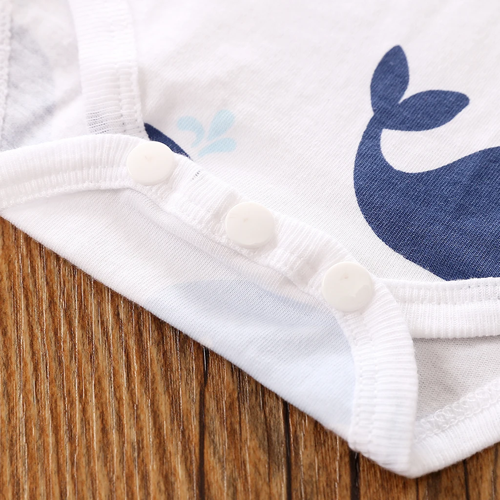 Newborn Boys And Girls Baby Jumpsuit Casual Cute Cartoon Fashion Whale Summer Comfortable Cotton Short Sleeved Baby Jumpsuit