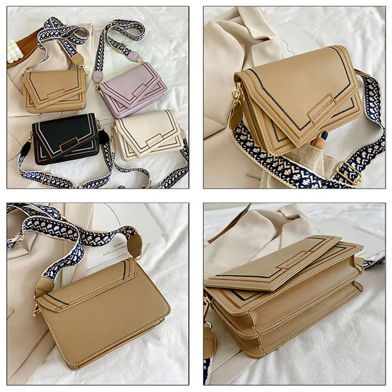 wide shoulder straps small square bags embroidery women crossbody bag New Fashion Female Shoulder Bag Casual Trendy Phone Bag