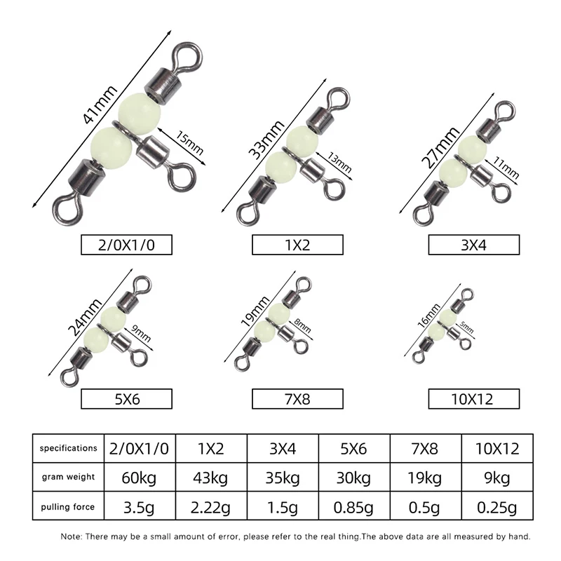 T-type Swivel American Three-pronged Luminous Bead Swivel Boat Fishing Connector Forked 8 Figures-ring Fishing Gear Connector