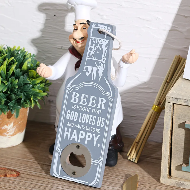 

Creative Hanging Bottle Opener For Bar Restaurant Shop Wall Decoration Wooden Bar Beer Opener Kitchen Accessories Gadgets Tools