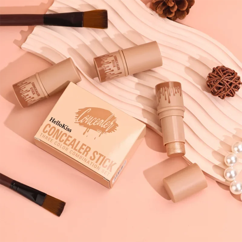 Maquillaje cara contorno Stick 3 Set acabado mate Natural resaltadores brillo sombra colorete Rouge varita de contorno impermeable