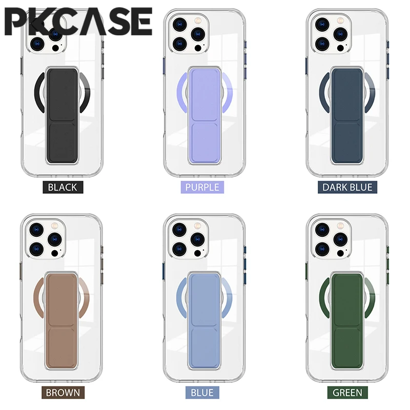 PKCASE Unsichtbare, faltbare Handgelenkschlaufe mit Ständer, Handyhülle für iPhone 18 17 Air 16 15 14 Plus 13 12 Pro Max, magnetische, transparente Hülle – Detail 1