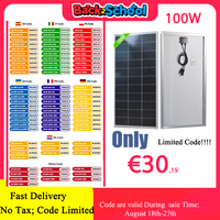 100W 200W Solar Panel 18V Rigid Glass Photovoltaic Panel Monocrystaillne Solar Cell For 12V/24V Battery Charger RV Boat Car