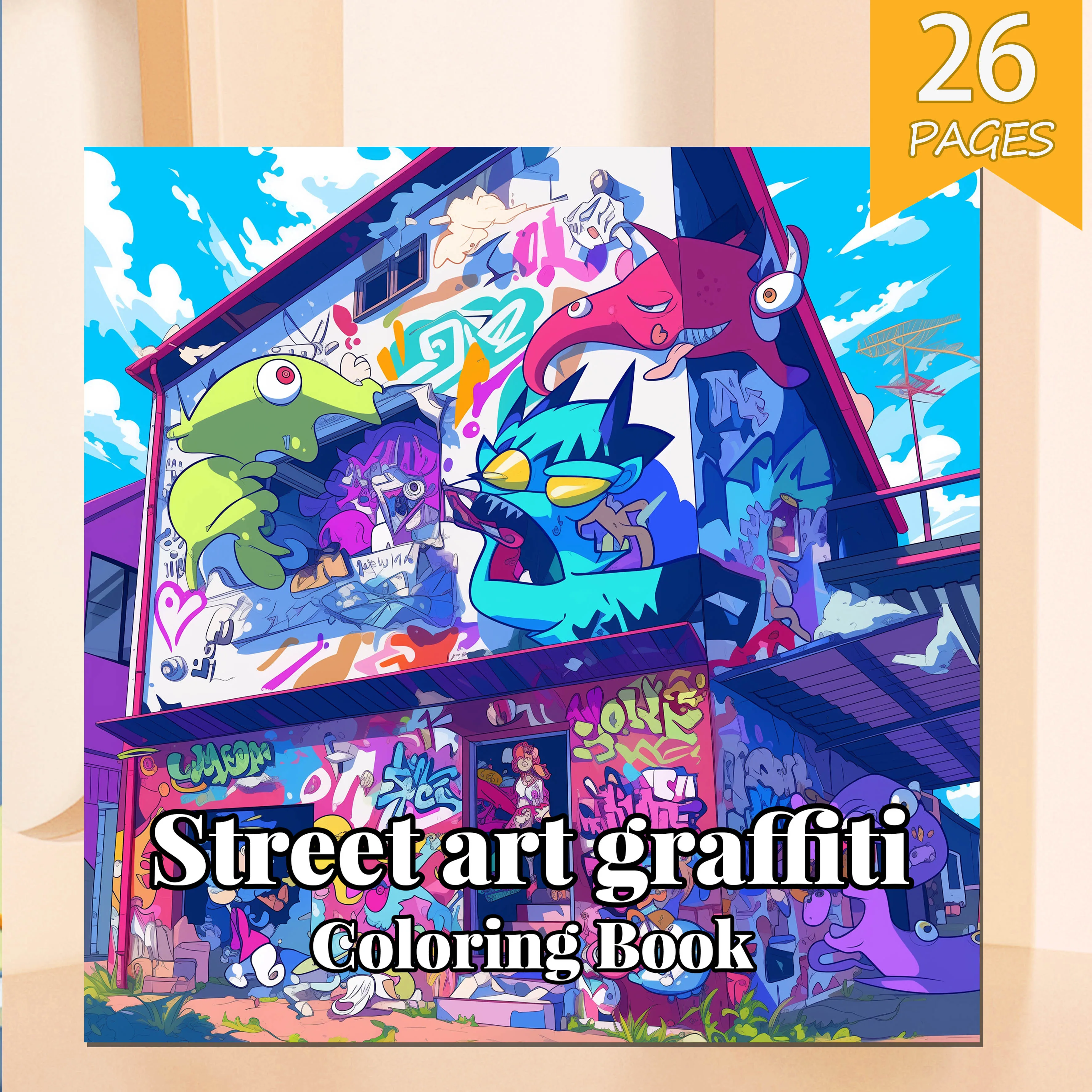 Adult Picture Book Street Art Graffiti Coloring Book 26Page For Birthday Party Relieve Stress Kill Time Painting Drawin