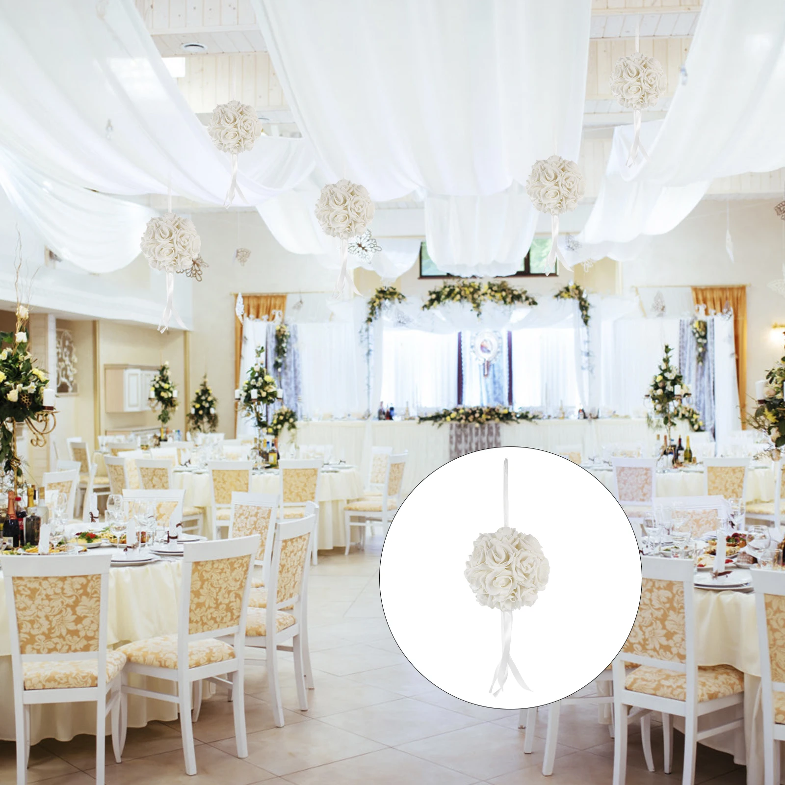 

Premium Flower Ball Hangings Wedding Decoration Artificial Roses Anniversary Party Ornament Kissing Flower Balls