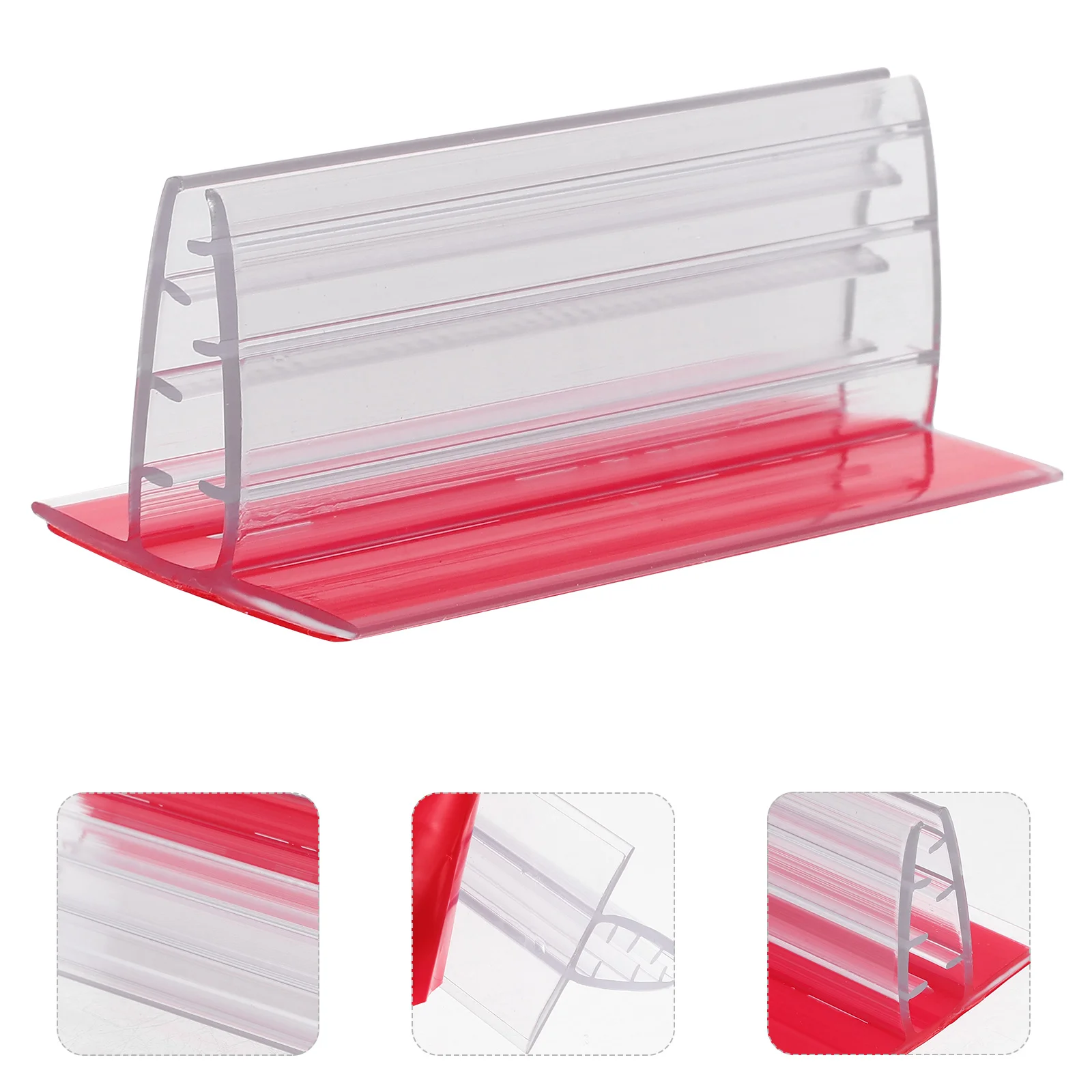 12Pcs Self Adhesive Sneeze Holder Acrylic Panels Plates Holder Pvc Sneeze Guard Clips Ticket Sign Adhesive Clip Fastening