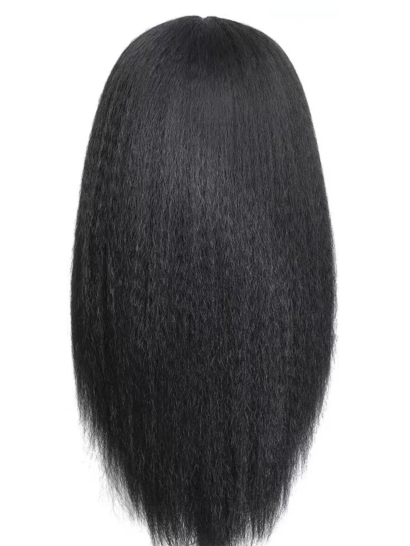 ロングブラック縮毛矯正ストレート合成ウィッグ レディース ミドルパート ヤキストレートヘア デイリーコスプレ耐熱ファイバーウィッグ