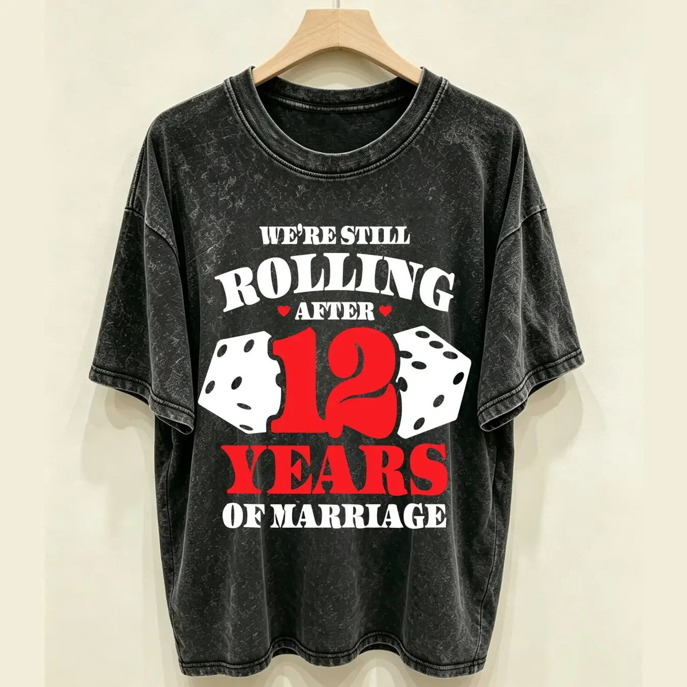 washed T Shirt NEW Couples Married 12 Years Funny 12th Wedding Anniversary S 3XL long or short sleeves vintage Washed graphic